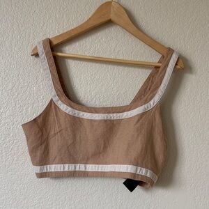 7 for all mankind tan and White Women's Crop Top Linen Size Large